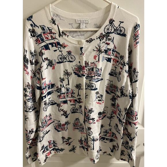 Charter Club‎ SIZE 1X Lightweight Bicycle Cardigan Sweater embellished beads EUC - Picture 2 of 6